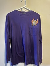 Vintage Disney Elephant Purple Long Sleeve Shirt Embroidered Made In USA XLarge
