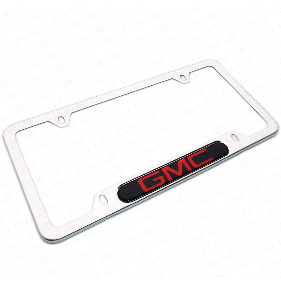 Cubierta de marco de matrícula delantera trasera de acero inoxidable cromado para GMC Sport regalo Foto 4 de 4