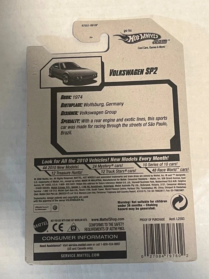 Volkswagen SP2 1:64 diecast sellado de fábrica S1 Hot Wheels All Stars '10 Foto 2 de 2