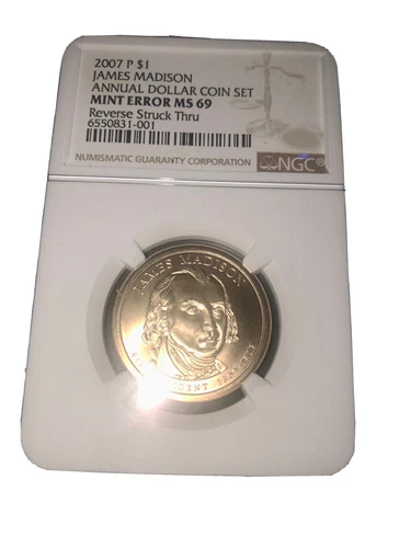 2007-P James Madison MINT ERROR From THE ANNUAL DOLLAR SET  NGC MS69 Gems POP 1