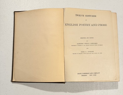 Antique Book Twelve Centuries Of English Poetry And Prose 1910 Newcomer -Andrews - Imagen 7 de 9