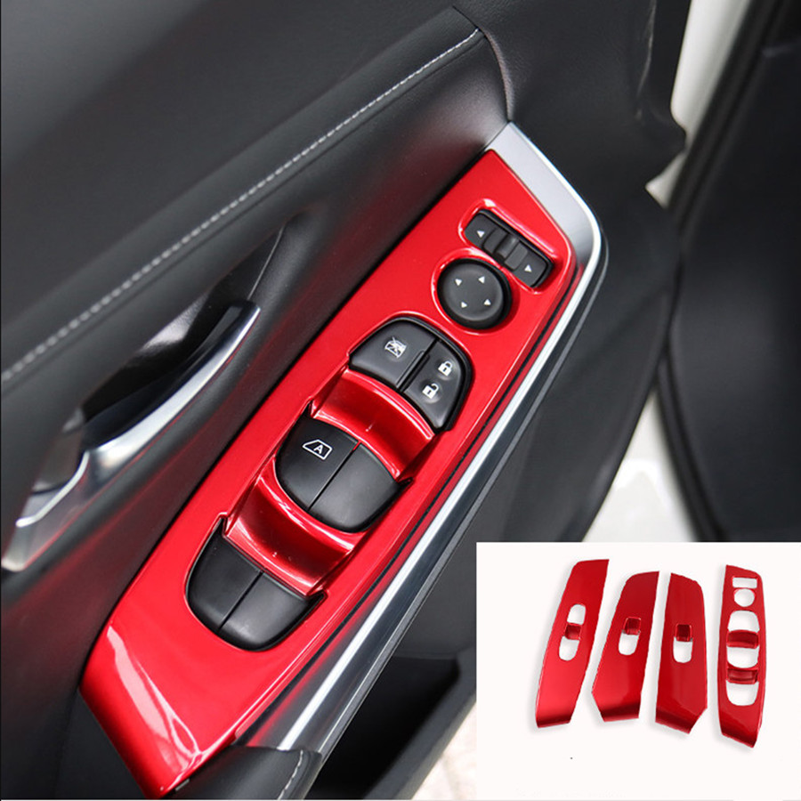 For 2020-22 Nissan Sentra ABS Red Window Lift Panel Switch Button Cover Trim 4p