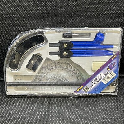 10 Piece Compass Protractor Triangle Ruler Set Math Drafting Drawing Geometry
