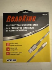 ROAD KING HEAVY DUTY CHARGE AND SYNC CABLE  USB TO MICRO USB 6ft Long Gray