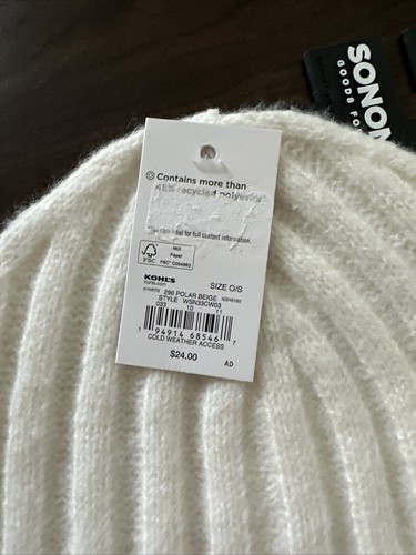 Sonoma Damen-Wollmütze cremeweiß breit gerippt weich Einheitsgröße, neu mit Etikett $ 24 - Bild 4 von 6