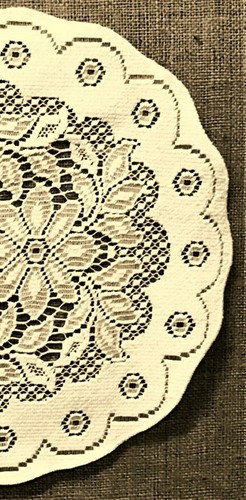 Regency Lace Place Mat 14" x 19" Ivory Cotton Blend Doily Bedroom Dining Room - Picture 3 of 3