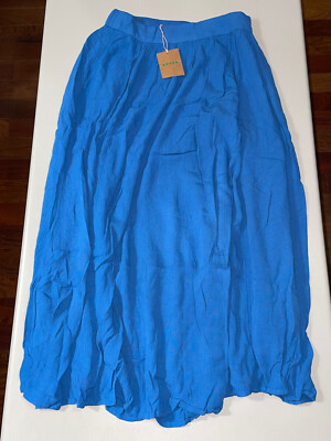 Boden Women's Crinkle Midi Skirt Aegean Blue Size 6R
