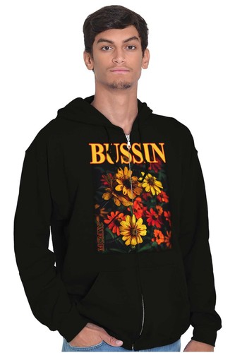 Vintage Urban Streetwear Bussin Sunflowers Sweatshirt Zip Up Hoodie Men Women - Picture 4 of 7