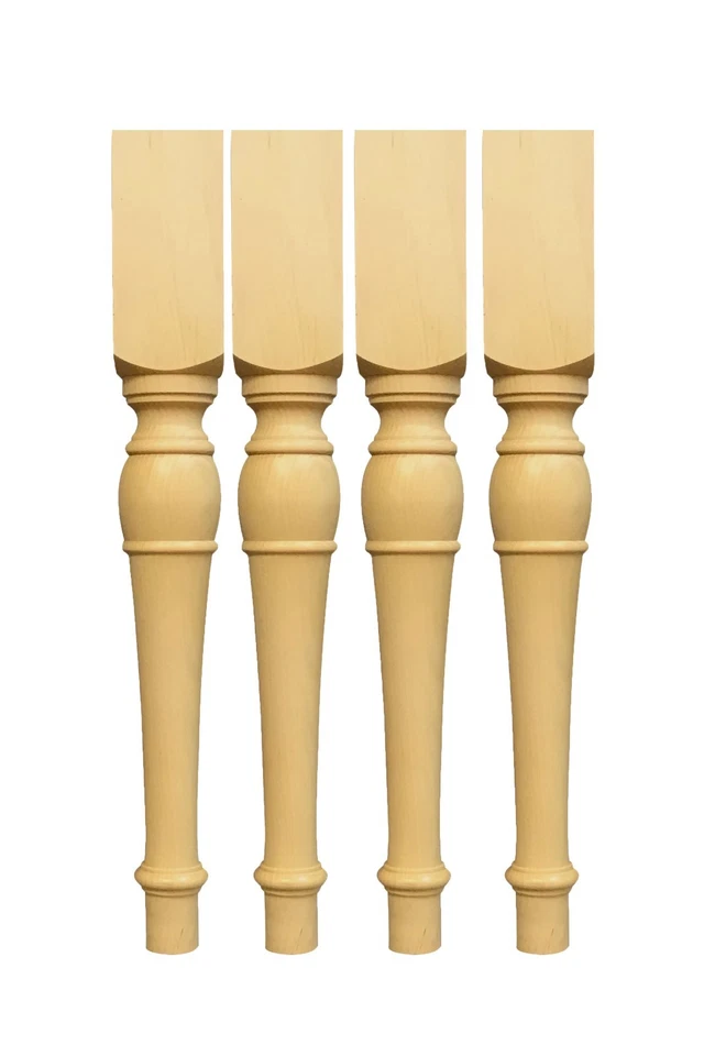 Clasic 2 Sets of Unfinished Handmade Pine Wood Turned dining Table/Bench Legs - Image 2 of 4