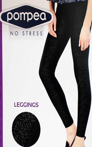 Leggings donna Pompea con velluto lamè davanti e tessuto nero dietro art  Atessa | eBay