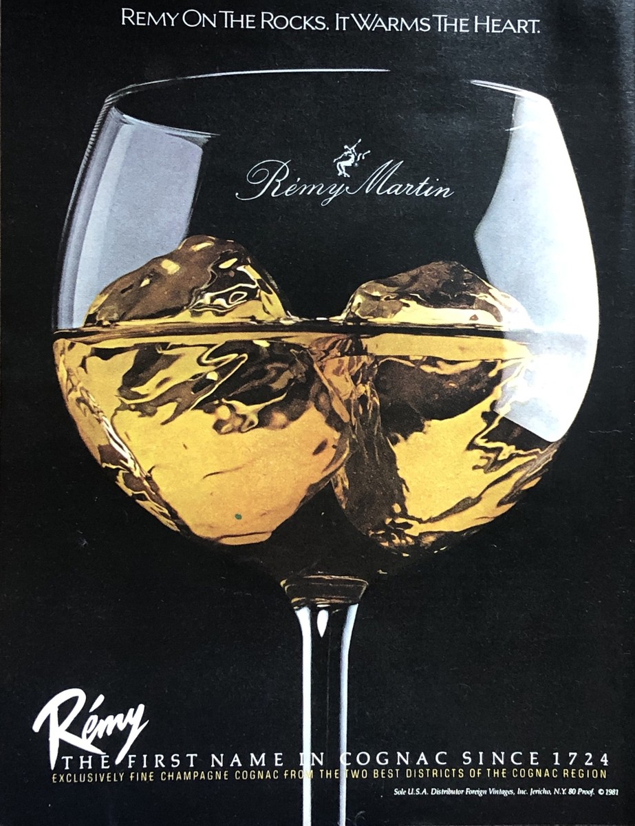 1981 Remy Martin Fine Champagne Cognac VTG 1980s PRINT AD On Rocks