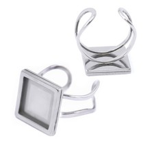 2X Ring Cabochon Base Blank Cameo Flat Settings Stainless Steel Bezels Tray 10mm