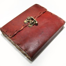 Lederbuch mit Bügel Schloss Kladde Notizbuch Tagebuch Buch Leder 13x11cm 