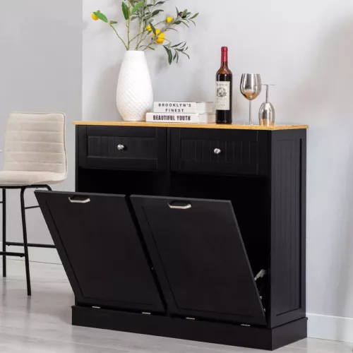 Wooden Kitchen Trash Recycling Cabinet , Tilt Out Trash Cabinet with Drawer