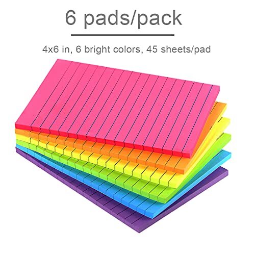Gefütterte Haftnotizen 4x6 in hell liniertem Pfosten Stickies bunt super 4x6 Zoll - Bild 3 von 4