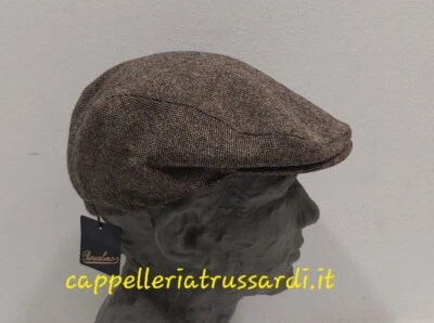 Coppola Berretto Tweed Marron Borsalino Original Laine Made In Italy Taille S - Photo 1/3