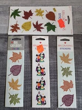 Scrapbook Stickers LOT Thanksgiving Pilgrims Leaves Fall Grossman's NEW #38