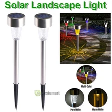 2 Outdoor Waterproof Solar Garden Light Stainless Steel LED Path Landscape Light