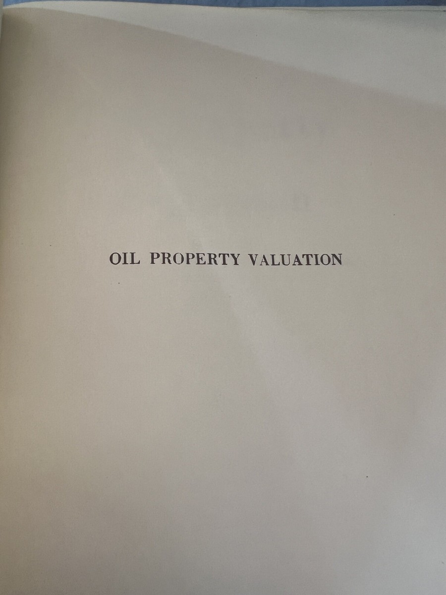Oil Property Valuation- Paul Piane - 9th Printing - 1956 | eBay