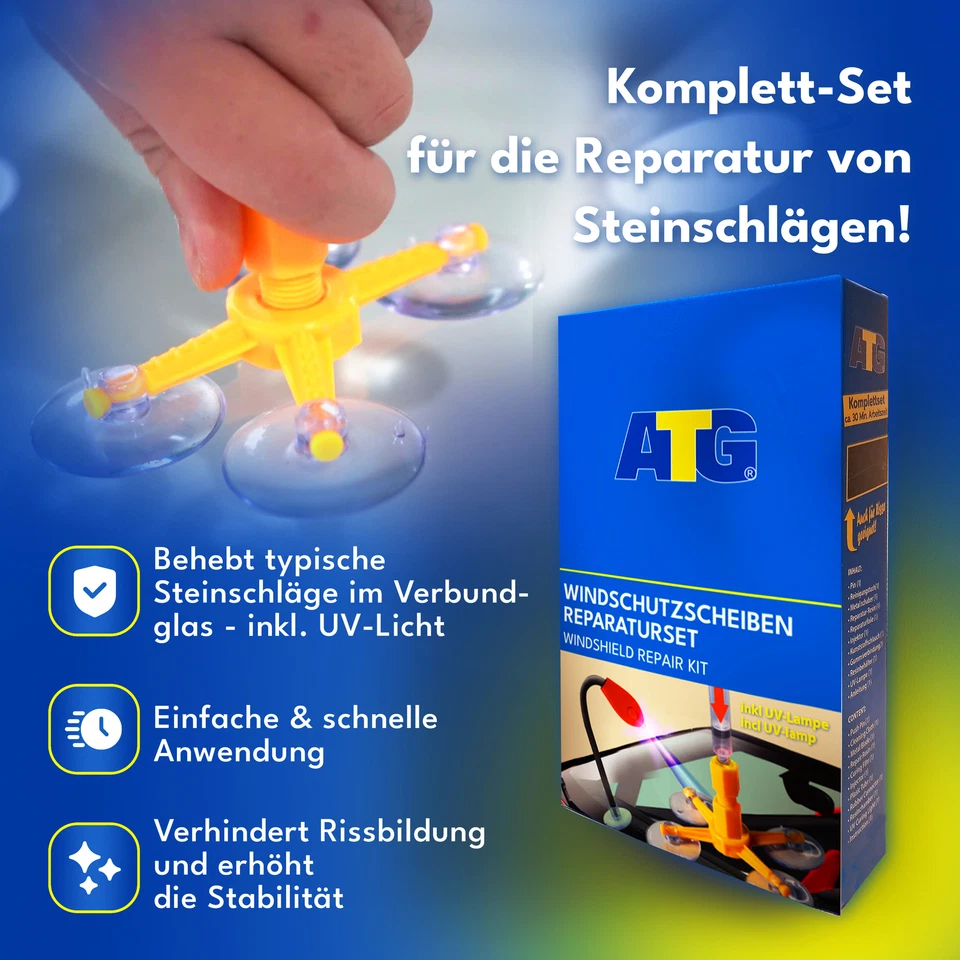 Glas Reparatur Set Auto Windschutzscheibe Steinschlag Komplett UV Flüssigkeit - Bild 4 von 4