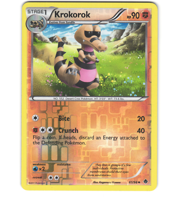 Pokemon 2011 Near Mint NM Krokorok Emerging Powers REVERSE 61/98