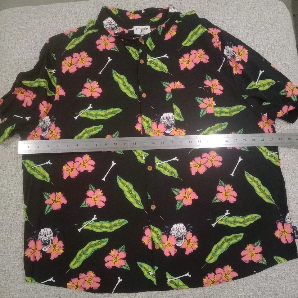 Mambo Smart Arts 6XL Skulls Hibiscus Flowers Hawaiian Shirt - image 4 of 4