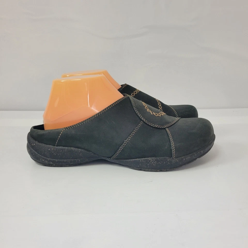 Zuecos Clarks Roseville Faye para mujer talla 8,5 de cuero negro sin cordones Foto 3 de 4