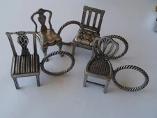 4 Kirk Stieff Lenox Williamsburg Pewter Chairs Napkin/Place Card Holders