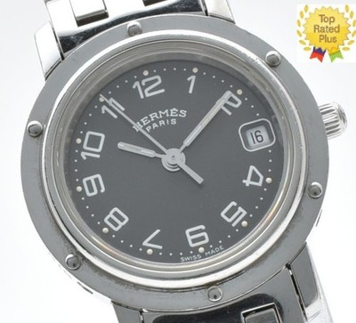 *N NEUWERTIG* HERMES Clipper CL4.210 schwarzes Zifferblatt Quarz Damenuhr...