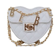 Bebe White Quilted Heart Crossbody Bag Mini Gold Chain Y2K Coquette NWT