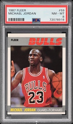 1987 FLEER #59 MICHAEL JORDAN PSA 8