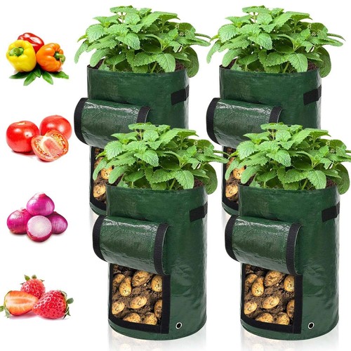 Ram® 4 Pack 7 Gallon Potato Grow Bag set. Garden Plant Bags for potatoes,
