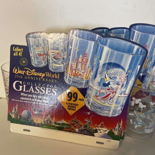 1996 Complete Set Walt Disney World 25th Anniversary Glasses w/ McDonalds Cards - Picture 8 of 13