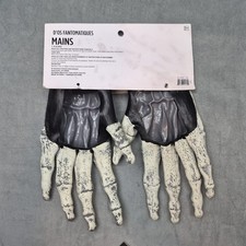 Guantes De Esqueleto Para Adultos – Diseño De Huesos Blancos Sobre Fondo Negro, 100% Poliéster, Talla única Para Hombre Y Mujer, Accesorio De Halloween Y Fiestas De Terror