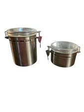 OGGI Airtight Canister Set Of 2 , 18/8 Stainless Steel Clear Acrylic Lid 5 1/4X4
