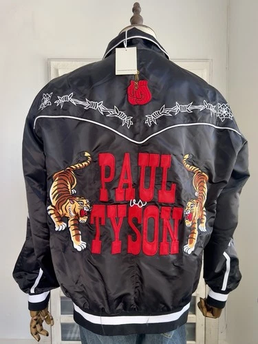 Jake Paul Mike Tyson Netflix Fight Satin Jacket XL Tiger Embroidery Black NEW video thumbnail
