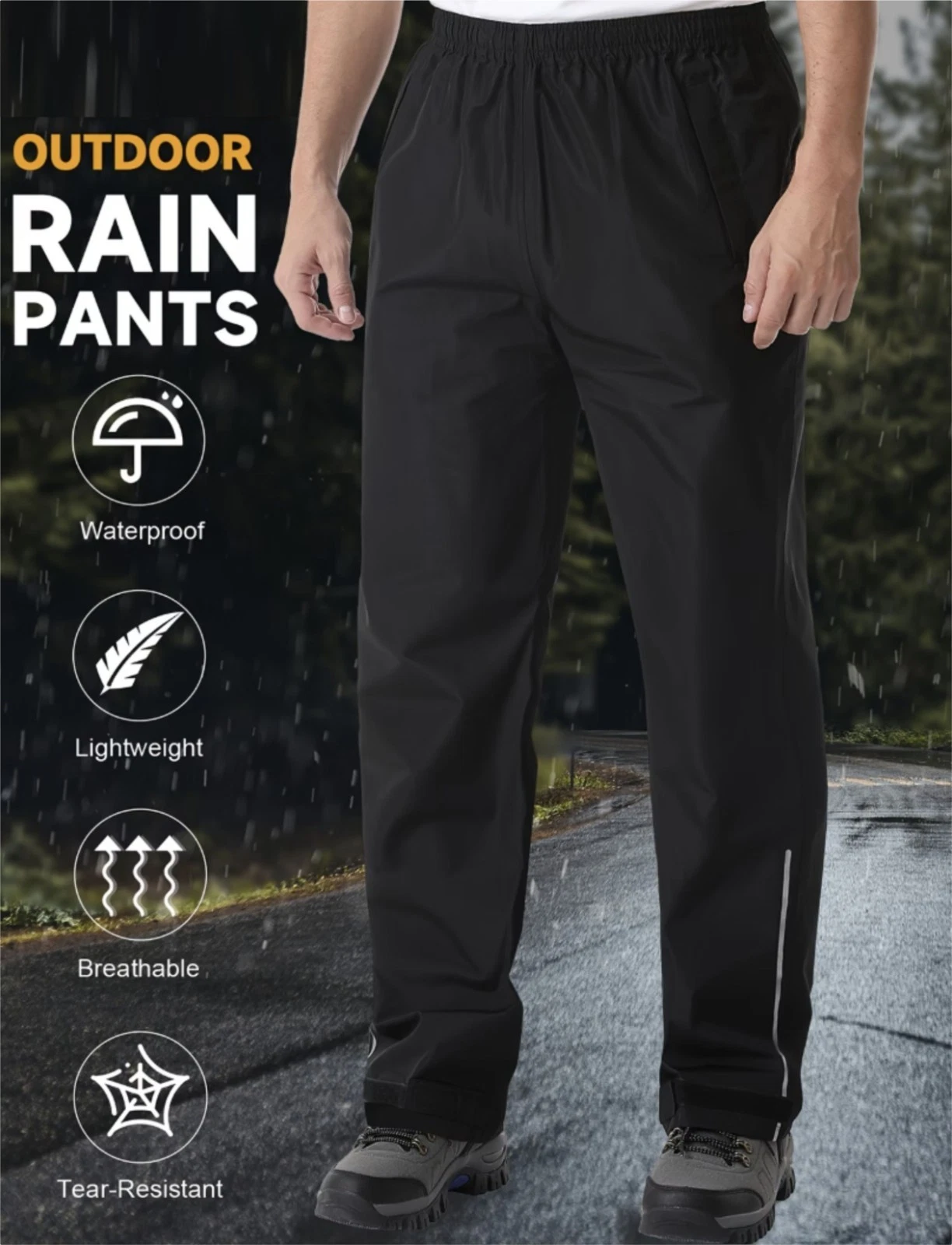 Waterproof Rain Pants over trousers Lightweight Breathable Loose-Fit & Pockets
Opens in a new window
