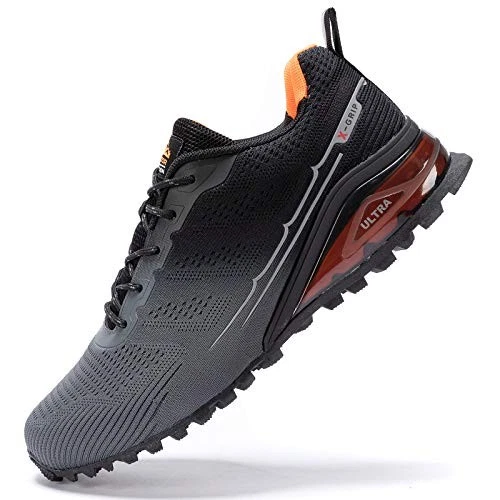 Kricely Men's Trail Running Shoes Fashion Walking Hiking Sneakers Grey