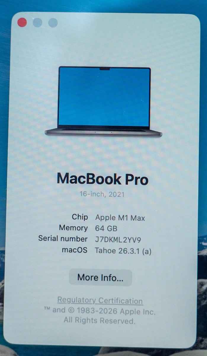 Apple Macbook Pro M1 max pro, 64gb ram, 1 TB HD | eBay