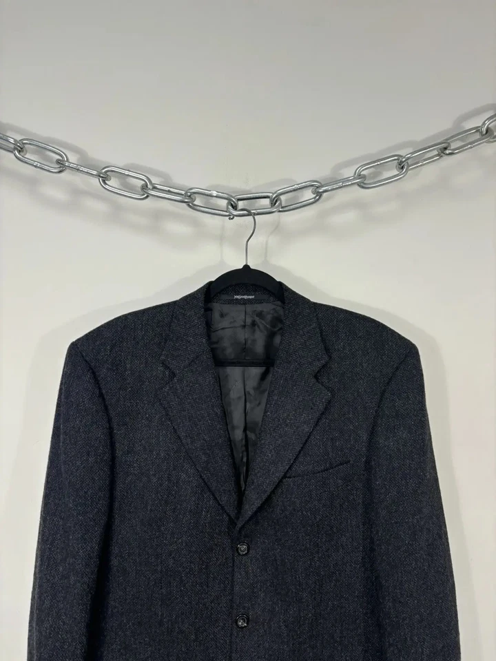 Vintage Yves Saint Laurent Men’s 3-Buttons Gray Wool Alpaca Blazer Jacket 52 - Image 4 of 4
