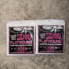 2 Pack Ernie Ball Super Slinky Flatwound Electric Guitar Strings 9-42