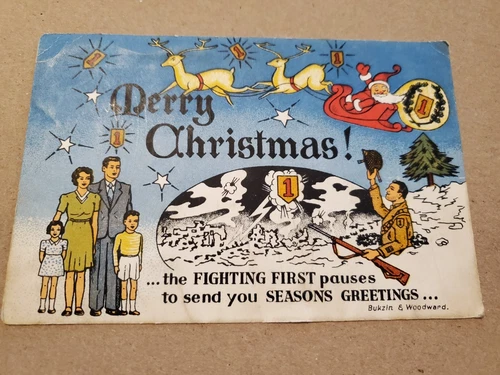 VINTAGE ORIGINAL WWII/WW2 1944 GERMANY MERRY CHRISTMAS/X-MAS POSTCARD MILITARY