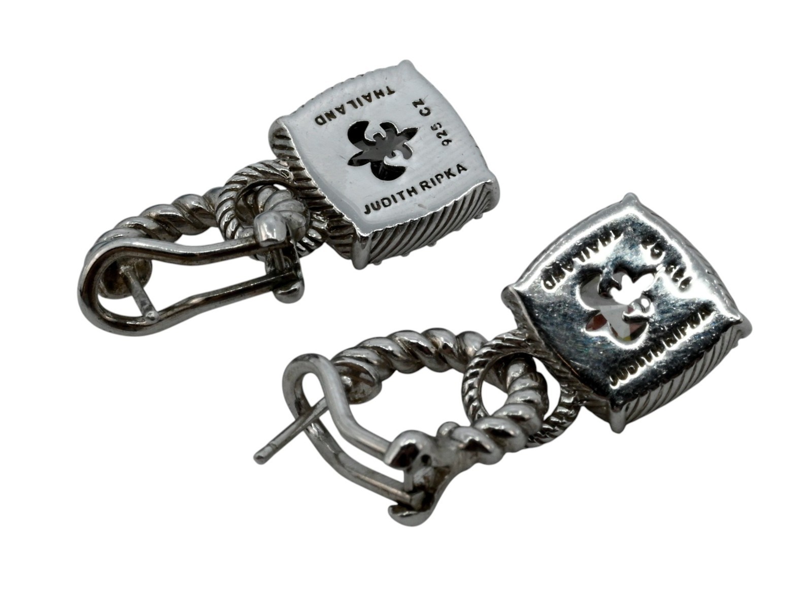 Judith Ripka Solid 925 Sterling Silver Huggies Dr… - image 4