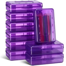 12 Pack Clear Pencil Boxes for School Bulk Plastic Pencil Case with Lid Hard ...