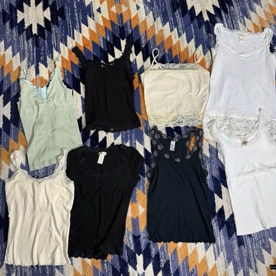 Vintage Y2K Small XS Med Tank Top Lot (8) Moda International DKNY Sundance VTG