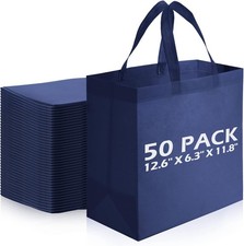 50 Pieces Reusable Totes Bag Bulk Shopping Bags Non Woven Grocery handbag with H