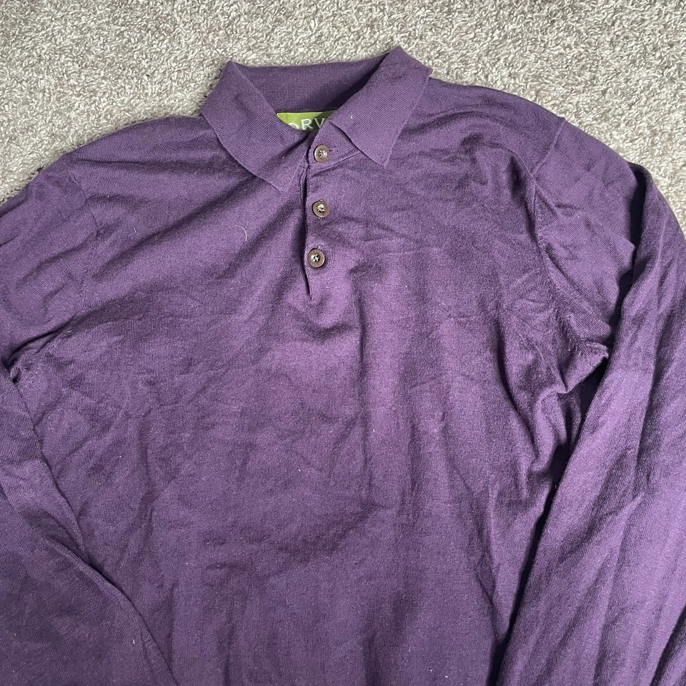 Suéter Orvis Cashmere Para Hombres Pequeño Púrpura Cuello Tejido Seda Usado en Excelente Condición Polo Preppy Foto 2 de 4