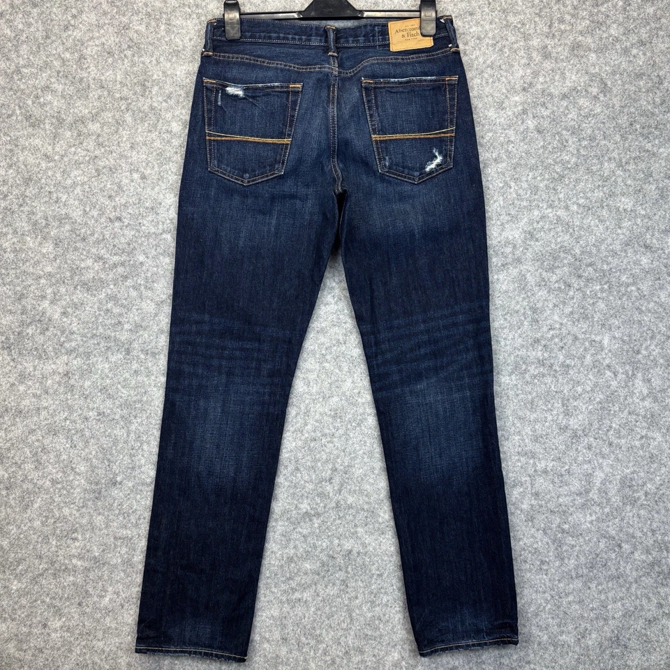 Abercrombie & Fitch Ripped Distressed Skinny jeans W33” L32” Darkwash Pant Vgc - Image 2 of 4