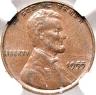 Lincoln Wheat 1 Cent 1955 NGC AU-58 BN. Double Die Obverse! Attractive Key Date!