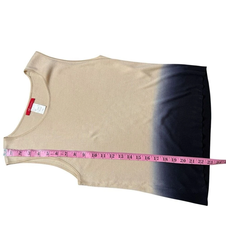 Camiseta sin mangas tejida vintage AK Anne Klein azul tostado 100 % seda blusa camisa talla L Foto 4 de 4